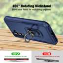 Phone Case for Samsung Galaxy S25 FE [15 FT Military-Grade Drop Protection] with 2X Tempered Glass Screen Protector, Heavy-Duty Shockproof Kickstand Phone Case (Dark Blue)