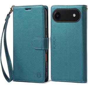 FLIPALM Wallet Case for iPhone 17 Series with Wrist Strap - PU Leather Folio Flip with Credit Card Holder & Kickstand, Protective Cover (Green, for iPhone 17 Air)