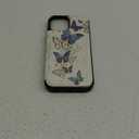 UEEBAI Wallet Case for iPhone 15 with Card Holders, PU Leather Cover Kickstand RFID Blocking Double Magnetic Clasp Rilievo Flower Shockproof Flip Case for Women Girls - Blue Butterfly
