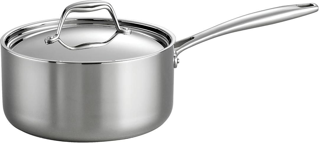 Tramontina Signature Tri-Ply Clad Stainless Steel 3-Quart Sauce Pan with Lid, Induction-Ready, Dishwasher-Safe, NSF-Certified, Made in Brazil