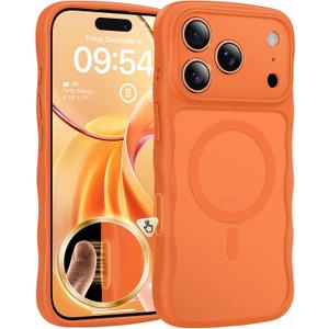 TAURI for iPhone 17 Pro Case for Women Girl,with Camera Control, [Compatible with Masafe], Wave Phone Case for iPhone 17 ProMax 6.9", Orange