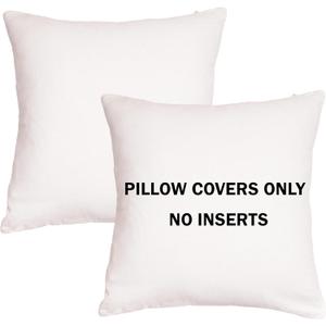 RELY+ Cotton Throw Pillow Covers White 16"x16" Set of 2 Decoration Gifts Zippered Throw Pillow Covers for Couch Sofa Farmhouse Living Room - Outdoor & Indoor Square Pillow Cases