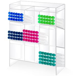 Clear Acrylic Tube Rack with 9 Compartment and 4 Pull Out Trays Large Tube Holder Wall-Mounted and Countertop Lab Organizer Stand for Storage (16 x 12 x 5.5 Inches) (Single-sided)