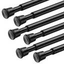 FVONZN Tension Curtain Rod Spring Tension Black 28-46Inch adjustable Curtain Rod 6PCS small Tension Rod of Small Window Cupboard Kitchen Closet