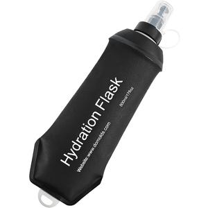 AXEN Soft Flask TPU Foldable Running Hydration Flask, Soft Collapsible Water Bottle for Hydration Pack Cycling Marathon Running Hiking (Black-500ml)