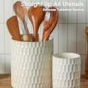 Utensil Holder, 7.5"+5.3" Ceramic Kitchen Utensil Holder for Countertop, Large Cooking Utensil Crock for Kitchen Counter, Set of 2, Beige