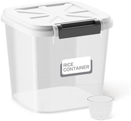 LivLab Rice Container - Flour Rice Dispenser 20lbs/10kg/10.6qt Food Grain Cereal Bins Pet Food Storage Laundry Pods Container for Household Pantry Organization (20lbs)