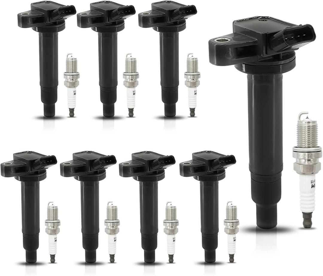 Set of 8 Ignition Coils & Iridium Spark Plugs UF230 Compatible with 98-07 Toyota Land Cruiser 00-09 Tundra 01-09 Sequoia 03-08 4Runner 98-09 Lexus GS430 GX470 LS430 LX470 LX570 SC430 4.3L 4.7L 5.7L V8