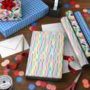 Hallmark Wrapping Paper Mini Rolls, 3-Pack (Blue Plaid, Spring Flowers, Rainbow Stripes) for Birthdays, Baby Showers, Mother's Day, Any Occasion - 45 Sq. Ft. Total