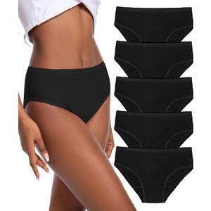Nutria Womens Bikini Brief Quick Dry Travel Underwear 5-Pack Mesh Hiking Panties Activewear Stay Fresh D01, Medium