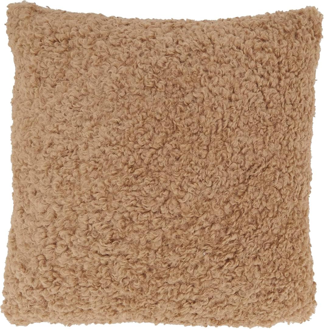 SARO LIFESTYLE Faux Lamb Fur Throw Pillow Cover