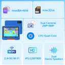 IWEGGO Android 15 Kids Tablet with EVA Case, 10 inch Tablet for Kids, 8GB RAM+32GB ROM/MAX 1TB, 1280 * 800 IPS HD Eye-Care Touch Screen, 1.8GHz Quad-core Toddler Tablets, 5G WiFi6, Widevine L1 Blue