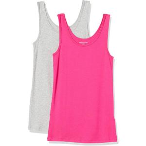 Amazon Essentials Womens Slim-Fit Tank Top (X-Small, Bright Pink/Grey Heather)