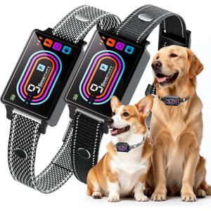 Dog Bark Collar 2 Pack, Smart Bark Collars for Dogs 5–130 lbs, Upgraded Anti Bark Training Collar with Beep, Vibration & Shock, 9 Sensitivity Levels, 5 Training Modes, Rechargeable & IPX7 Waterproof, Black