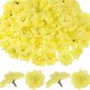 M METERXITY 100-Pack Artificial Roses Heads, Silk Faux Rose Head for Wedding/Bouquet/Flower Wall/DIY Crafts/Party Decoration, Fake Bloom Flower Heads Buds [Yellow]