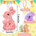 JULMELON 18Pcs Easter Hanging Rabbit Ornaments, 3 Styles Glitter Colorful Small Easter Bunny for Hanging Foam Bunny Ornaments for Easter Tree Spring Party Supplies Home DIY Decoration