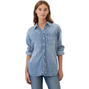 GAP Womens Oversized Denim Shirt (Medium, Medium Wash)