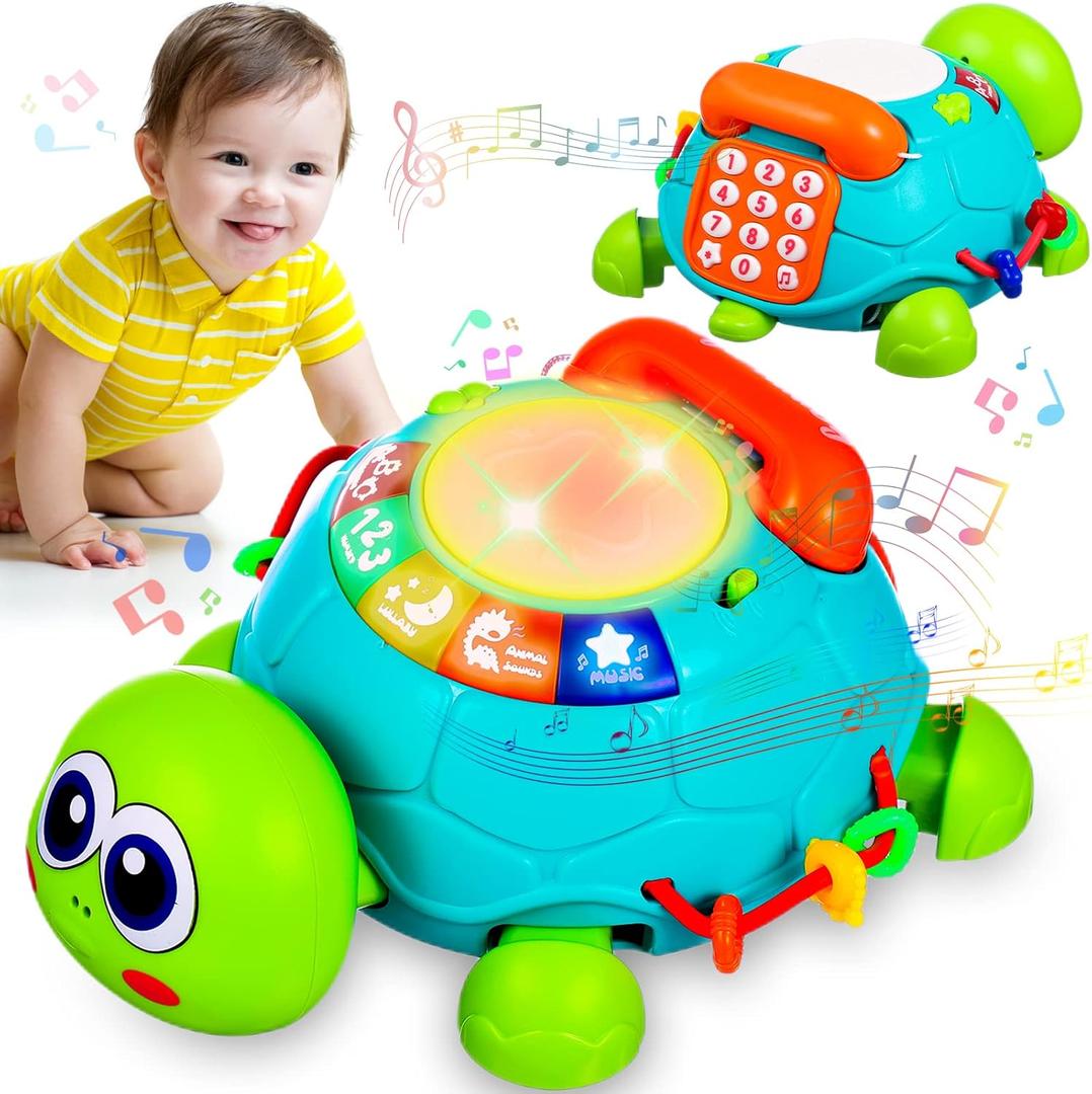 Baby Toys 6 to 12 Months Crawling Turtle Musical Infant Toy for 12 Months Old Light Up Tummy Time Toys Early Educational Learning Montessori Toy for 8 9 10 Month Baby Boy Girl Toddler
