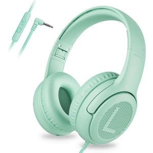 awatrue Kids Headphones for School Toddler Wired with Microphone Plug in Bulk Boys Headset Girls 3+ Year Old Green