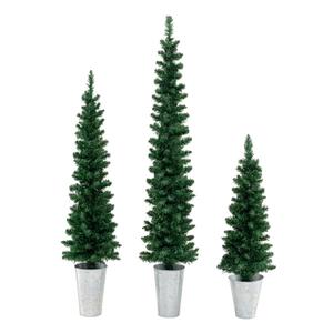Set of 3 Pre-Lit Artificial Christmas Trees with 230 Warm White LED Lights (Prelit and Green, 3ft, 4ft, 5ft)