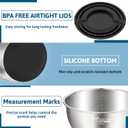 Wildone Mixing Bowls with Airtight Lids, Stainless Steel Nesting Mixing Bowls Set of 5, with Non-slip Silicone Bottoms, Size 8, 5, 3, 2, 1.5 QT, Stackable Design, Great for Mixing and Prepping