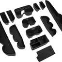 BGUCAR Interior Silicone Liner Insert Custom Fit for Tacoma 2016-2023, Silicone Organizer Tray for Tacoma Gen 3rd Crew Cab only - Fully Covered - for Tacoma Accessories (Black)