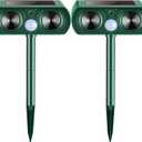 2 Pack Solar Ultrasonic Animal Repeller 2025 Waterproof Deer Repellent Devices Motion Sensor Flashing Light Deterrent for Deer, Rabbits, Raccoons, Dogs, Cats, Skunks, Squirrels Rodents