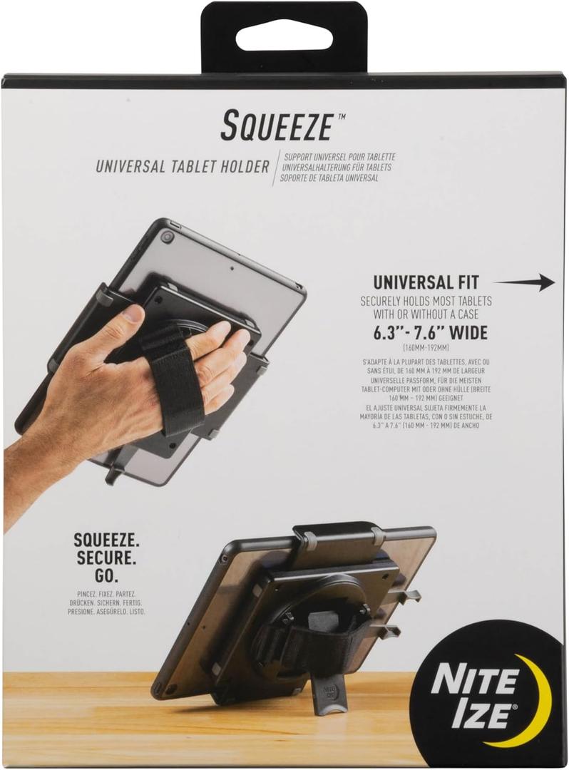 Nite Ize Squeeze Universal Tablet Holder, Tablet Stand and Lanyard Fits iPad/Galaxy Tab/Surface Pro