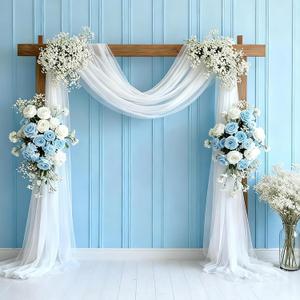 2 Panels Wedding Arch Draping Fabric 30" x 19Ft White Sheer Fabric Drapes Tulle Backdrop for Birthday Baby Shower Bridal Shower Ceiling Home Decor