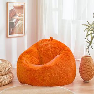 Burnt Orange plush bean bag chair covers (No Filler), comfy Faux Fur Burnt Orange bean bag chair Cover for bedroom, stuffed animal Storage, kids adults teens girls bean bag chairs, Anti-Slip (Large(38"x38"x40"))