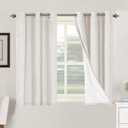 H.VERSAILTEX Primitive Linen Curtains 100% Blackout Curtain Drapes Burlap Fabric Curtains with White Thermal Insulated Liner, Grommet Top Drapes Living Room/Bedroom (2 Panels, 42 x 45 Inch, Ivory)