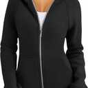 Trendy Queen Womens Zip Up Hoodies Fleece Jackets Oversized Sweatshirts Fall Fashion Outfits Sweaters Winter Clothes (Medium, Black)