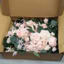 Floroom Arch Flowers with Drapes Kit (Pack of 4) - 2pcs Artificial Blush Pink Floral Swag Arrangement with 2pcs Draping Fabric for Wedding Ceremony Arbor and Reception Backdrop Decoration