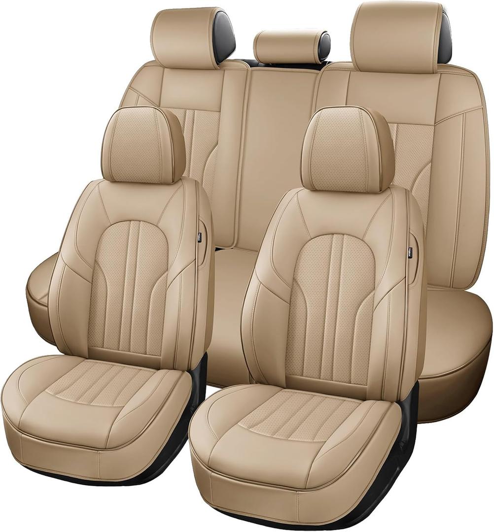 Giant Panda Car Seat Covers, Car Seat Protector Waterproof, Seat Covers Full Set, Car Seat Protectors, Automotive Seat Covers Fit for Most Cars Beige