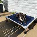 Veehoo Chew Proof Elevated Dog Bed - Cooling Raised Pet Cot - Silver Aluminum Frame and Durable Textilene Mesh Fabric, Unique Designed No-Slip Feet for Indoor or Outdoor Use, Blue, Medium, CWC2003