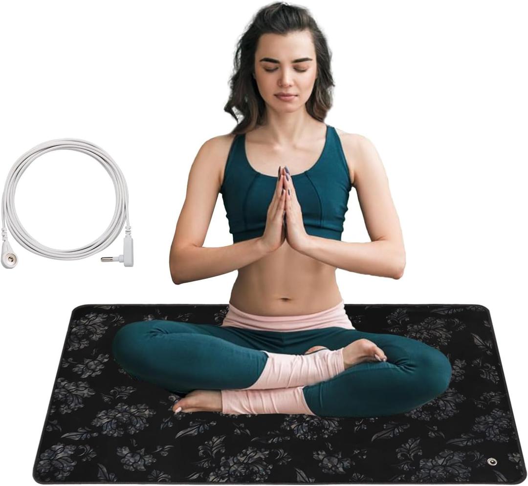 23.6"x35.4" Printed Grounding Mat with 15FT Grounding Wire, Grounding Therapy, Grounding Mat for Improve Sleep and Help with Anxiety