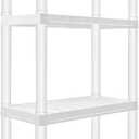 Oskar Heavy Duty Plastic Storage Shelves- for Garage, Kitchen, Bathroom Basement, Kids Room, Toys,Stackable 4-Tier White, Organizer Rack for Books Shoes, Pantry, Cleaning and Closet Organization