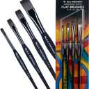 WA Portman Flat Paint Brushes 4pc Set - 100% Vegan, Cruelty-Free Artist Paint Brushes for Acrylic Painting and Watercolor Painting - Professional Art Brush Set with Triangular Comfort Grip
