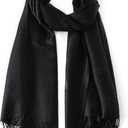 Ciormis Two Tone Silky Paisley Pashmina Shawl Scarf,Soft Women's Rave Jacquard Pashminas Wrap Scarves (N#. Black Paisley)
