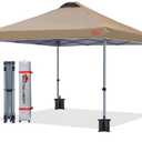 MASTERCANOPY Durable Pop-up Canopy Tent with Roller Bag (12x12, Khaki)