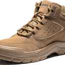Furuian Steel Toe Boots for Men Women Comfortable Lightweight Work Boots for Men Slip Resistant High Top Steel Toe Safety Shoes Puncture Proof Indestructible Construction Shoes (Brown) Size 7
