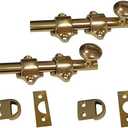 QCAA Solid Brass Dutch Door Bolt, 4", Polished Brass, Made in Taiwan, 2 Pack