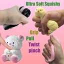 6 x Squishy Toys Set Storage Box - Kawaii Cute Mochi Taba Squishies Slow Rising, Stress Relief Fidget Pack Kids Adults, Includes Orange Cat, Chicken, Paw, Milk Bear Squeeze Toys Set