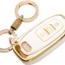 for Audi Key Fob Cover with Keychain, 3-Button Key Case, TPU Protector Compatible with A4 A5 A6 A7 A8/Q5 Q7/S3 S4 S5 S6 S7 S8 SQ5/R8 RS5 RS7