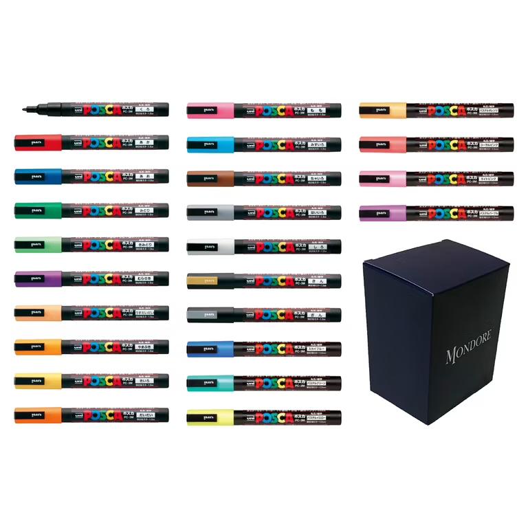 Posca Paint Marker Pen Fine Point (PC-3M) 24 Colors Full Set 
