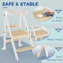 Foldable Toddler Kitchen Stool Helper, Toddler Standing Tower with 3 Adjustable Heights, Collapsible Wooden Step Stool for Kitchen & Bathroom, Montessori Learning Helper Tower for Toddlers Aged 1-6
