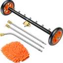 VIGRUE 2-in-1 undercarriage Pressure Washer Attachment,24 Inch Pressure Washer Water Broom with 7 Nozzles,Under Car Washer Cleaner with 3 Pieces Extension Wand,4000 PSI,Orange