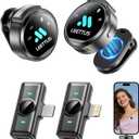 Mini Microphone for iPhone 17/16/15-7/Android/Tablet,Lavalier Wireless Microphones with Dual Receivers, DSP Noise Cancellation,Magnetic Clip,18H, Ideal for Video Recording,Podcast,Interviews, Gifts (Black)