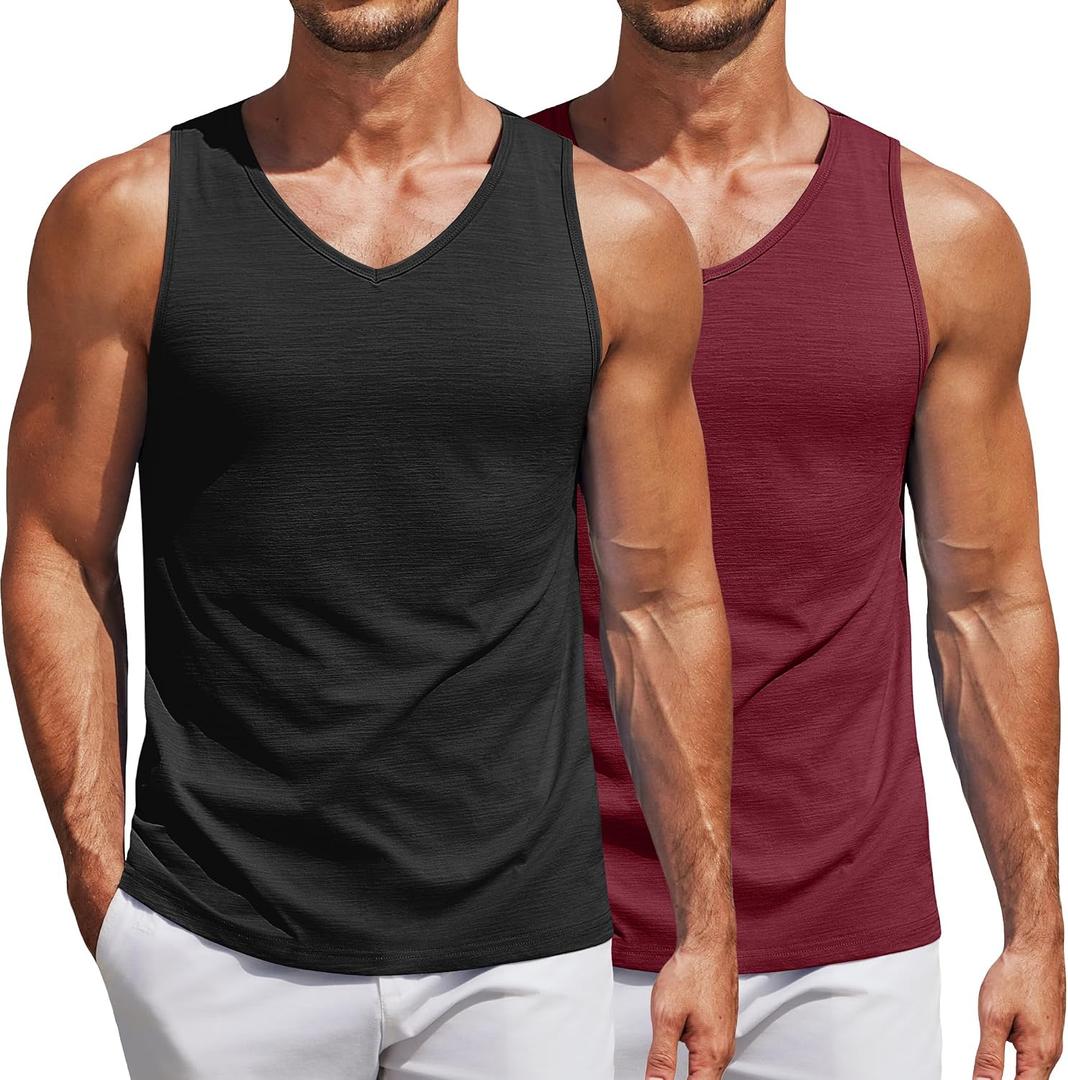 COOFANDY Men's Workout Tank Tops Sleeveless Muscle Gym Shirt Bodybuilding Tee (L)