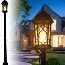 Outdoor Lamp Post Driveway Light Poles Yard Backyard Waterproof Black Pillar Lights Die-cast Aluminum Retro Post Lamp 71in Street Lighting for Garden Lawn Porch